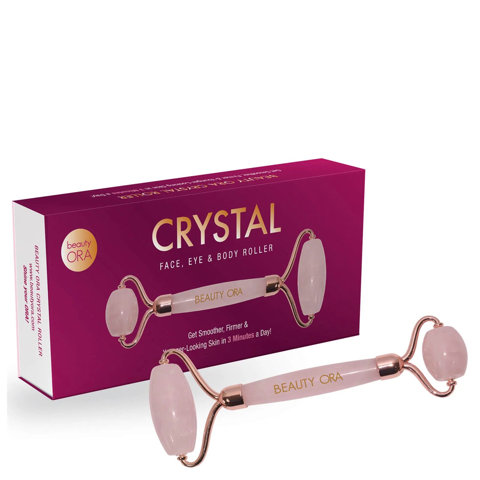 Beauty ORA Crystal Face, Eye and Body Roller - Rose Quartz - Image 3