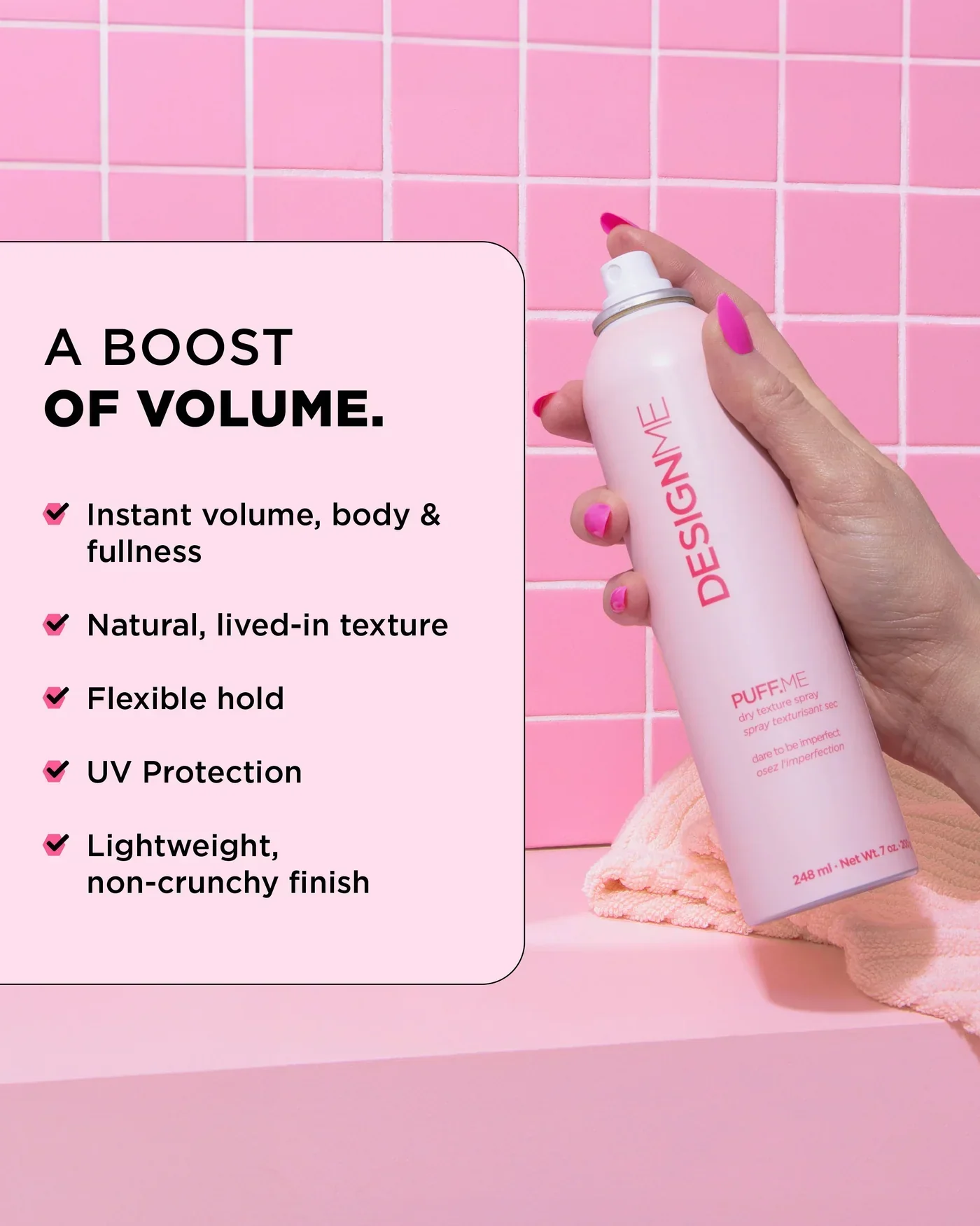 Design.ME Puff Me Dry Texture Volumizing Spray 69ml - Image 4