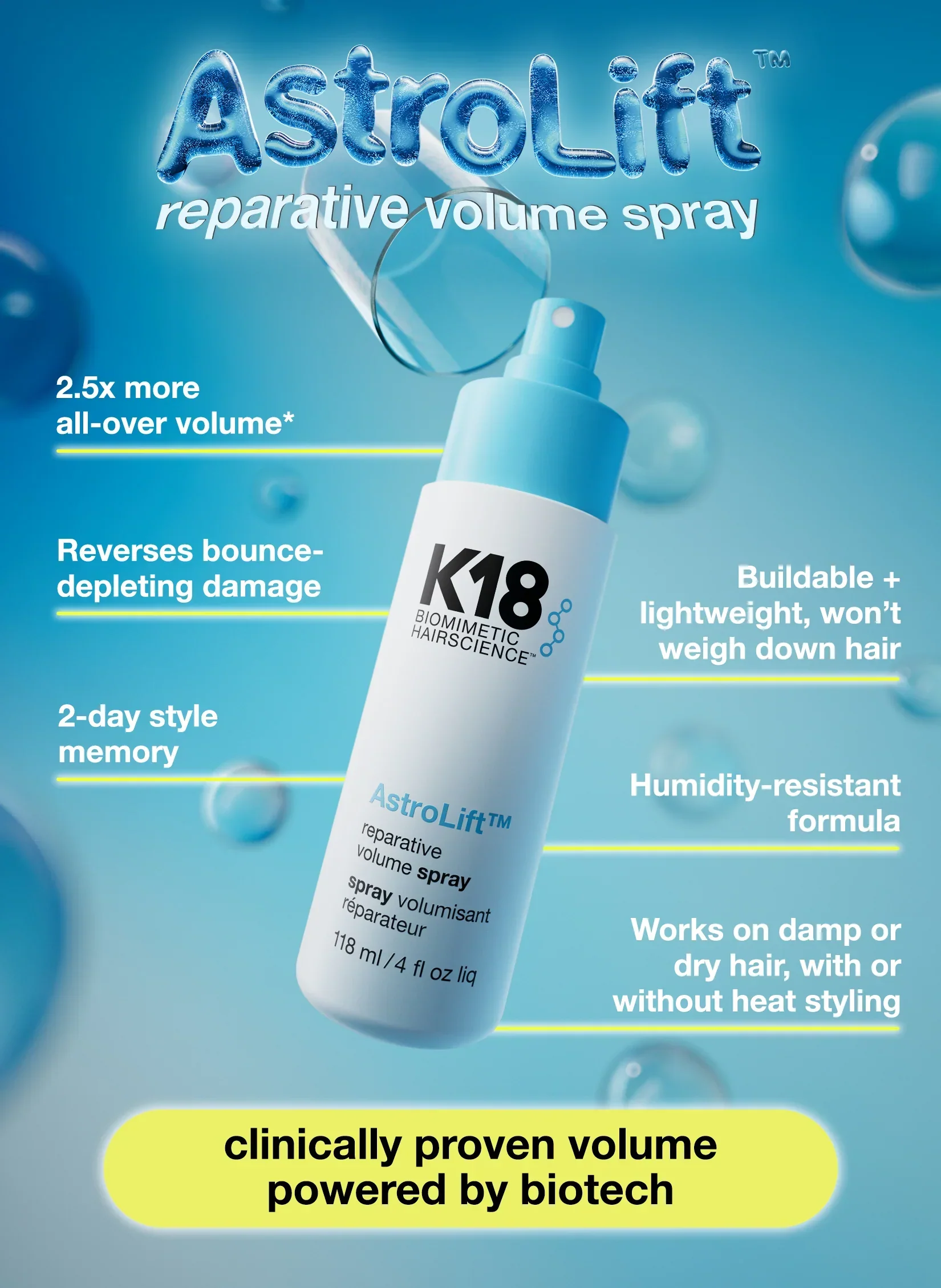 K18 AstroLift Volume Spray 118ml - Image 2