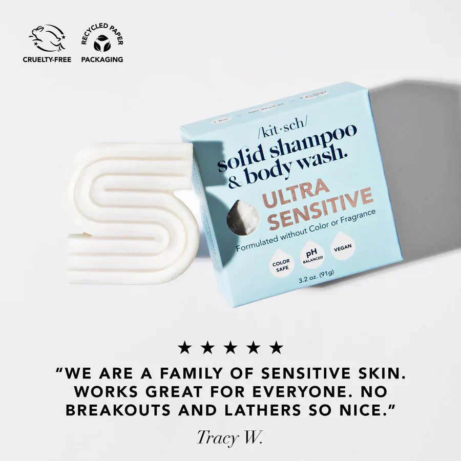 Kitsch Ultra Sensitive Solid Shampoo & Body Wash Bar 91g - Image 2
