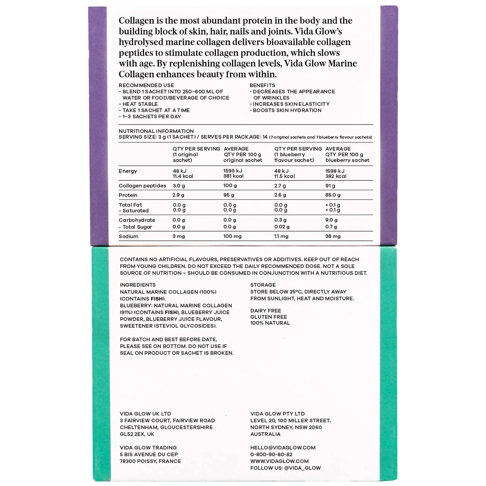 Vida Glow Mixed Natural Marine Collagen Trial Pack - 14 Serves - Image 2