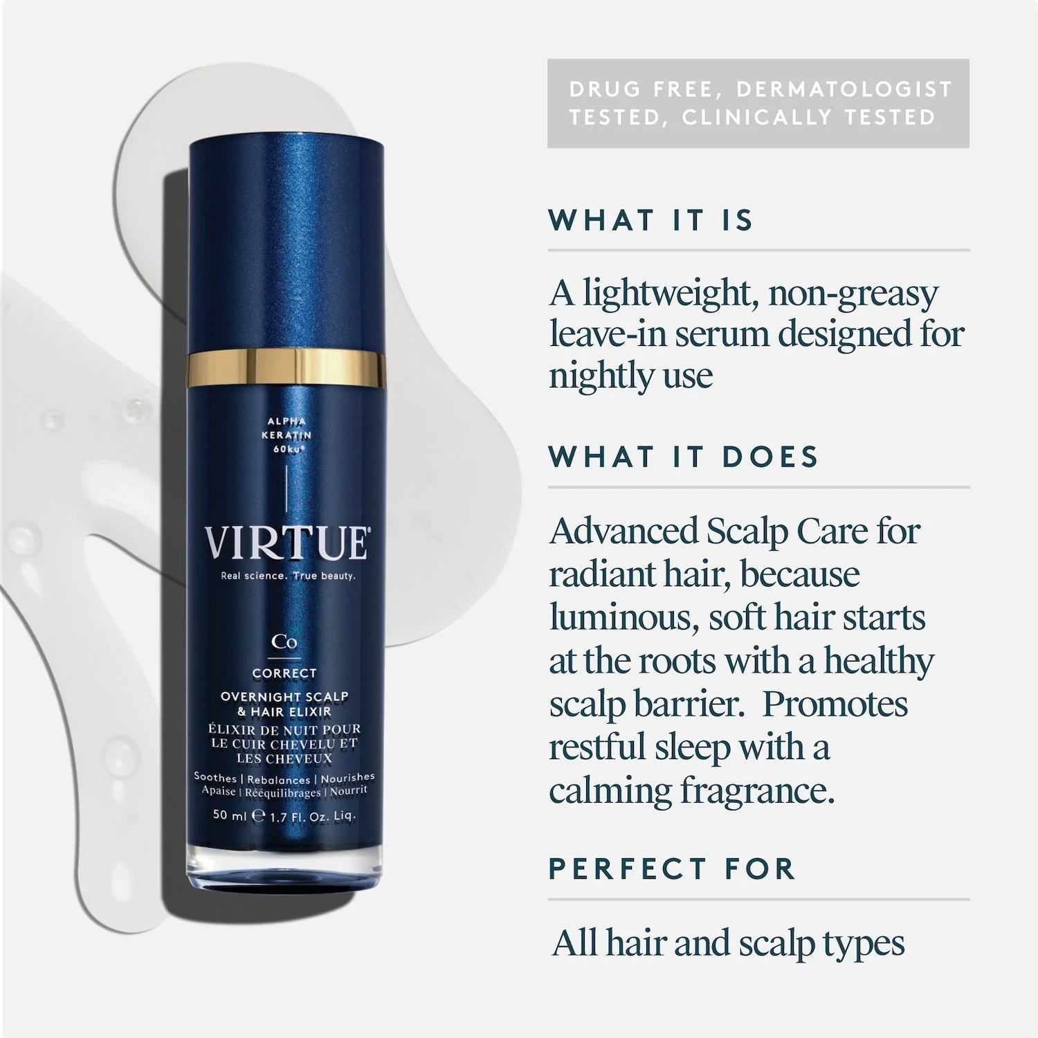 Virtue Overnight Scalp and Hair Elixir 50ml - Image 2