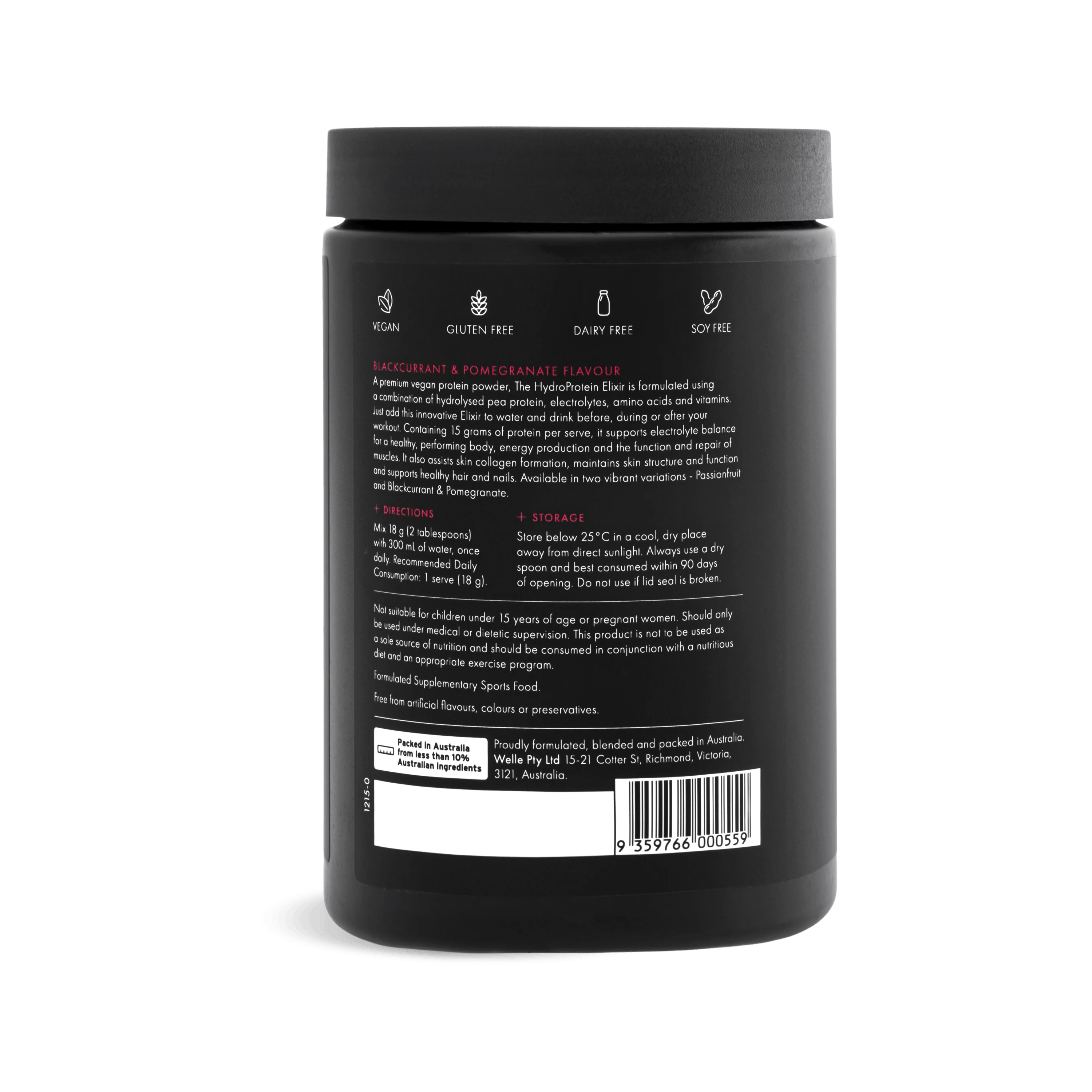 WelleCo The HydroProtein Elixir - Pomegranate & Blackcurrant 270g - Image 8